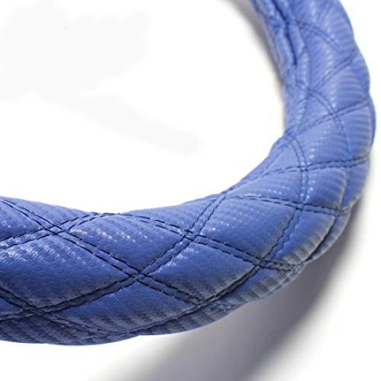 Azur Steering Wheel Cover for Large New Super Great Carbon Leather 2HS (H12.2-), Blue, (Outer Diameter Approx. 45-46cm), XS61C24A-2HS-008