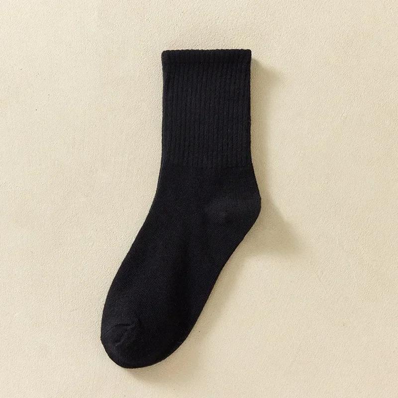 

Simple Cotton Socks Women Autumn Winter Soft Breathable Stripe Solid Black White Sport Middle Tube Sock Deodorant Sox One Size