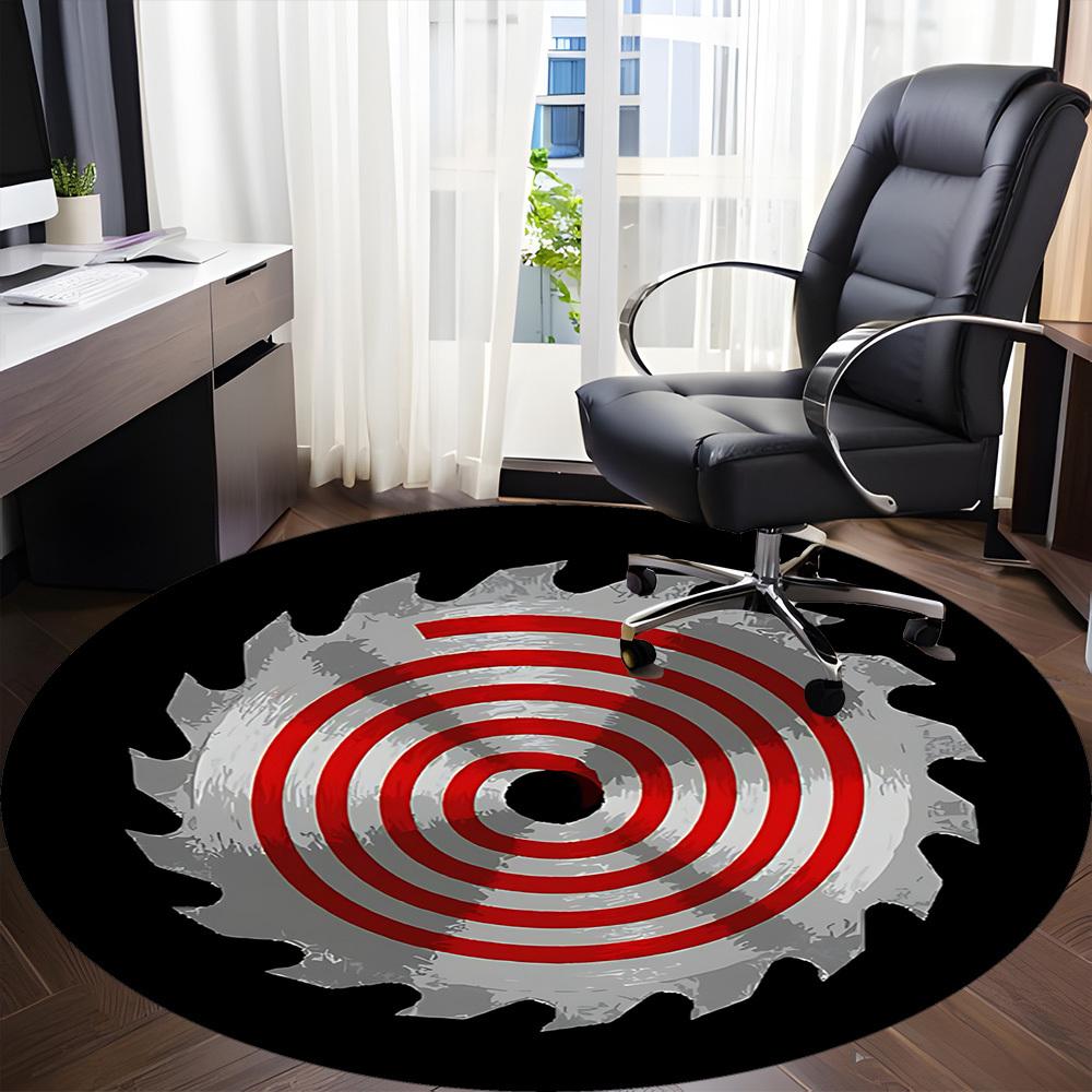 1pc Saw Blade Chainsaw Office Round Area Rug, Under Office Chairs Bedroom Living Room Home Decor, Room Deco, Available In Various Sizes