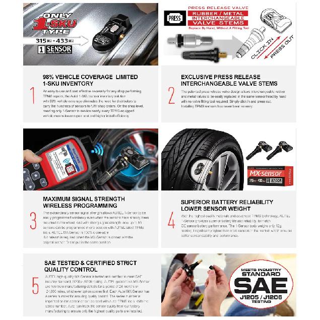 AUTEL MX Sensor 433 315 TPMS Mx-Sensor Skaner Narzędzia do Naprawy Opon Akcesorium Samochodowe Tester Programator Monitora Ciśnienia w Oponach
