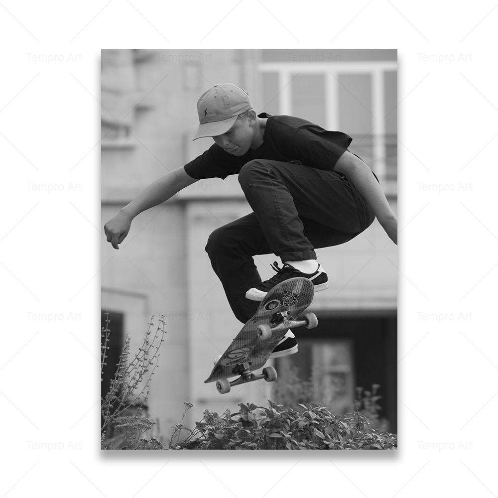 Skateboarding Extreme Sports Posters Prints Black White Photo Canvas Painting Wall Art Pictures Room Decor Skateboard Lover Gift