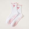 Women Pilates Grip Socks With Ruffle, Cute Non Slip Yoga Socks Bow Frilly Crew Sock For Barre Yoga Dance Workout Barefoot Fitnes