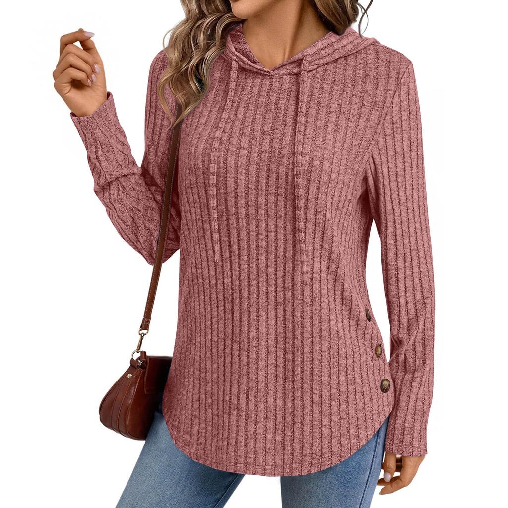 Women's Fashionable Casual Solid-color Long-sleeved Pullover Top Pullover Sweatshirt