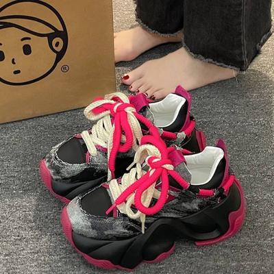 Sneakers Chunky da Donna Scarpe Casual Originali Scarpe Sportive Rialzanti di Design per Donne con Lacci Piattaforma Scarpe Vulcanizzate