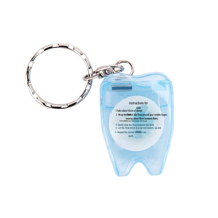 Tooth-Shaped Dental Floss Keychain - Portable Oral Cleaning Tool with Flat Wire