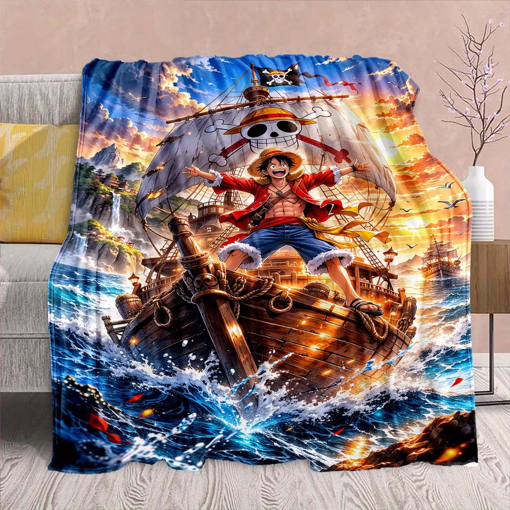One Piece Anime Flaneldecke - Weich Warm Perfekt für Sofa, Bettwäsche Camping Reisen Büro Heimdekoration -QJY