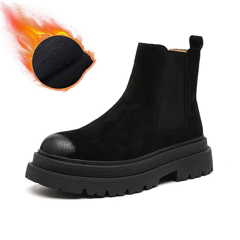 big size men casual party nightclub high chelsea boot cow suede leather shoes cowboy autumn winter boot long platform botas male