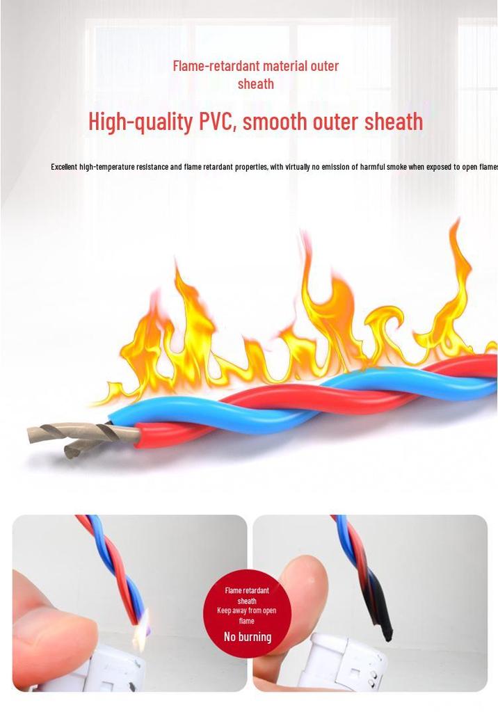 Low Smoke Halogen-Free Fire-Resistant Flexible Copper Twisted Pair Wire for Household Lighting
