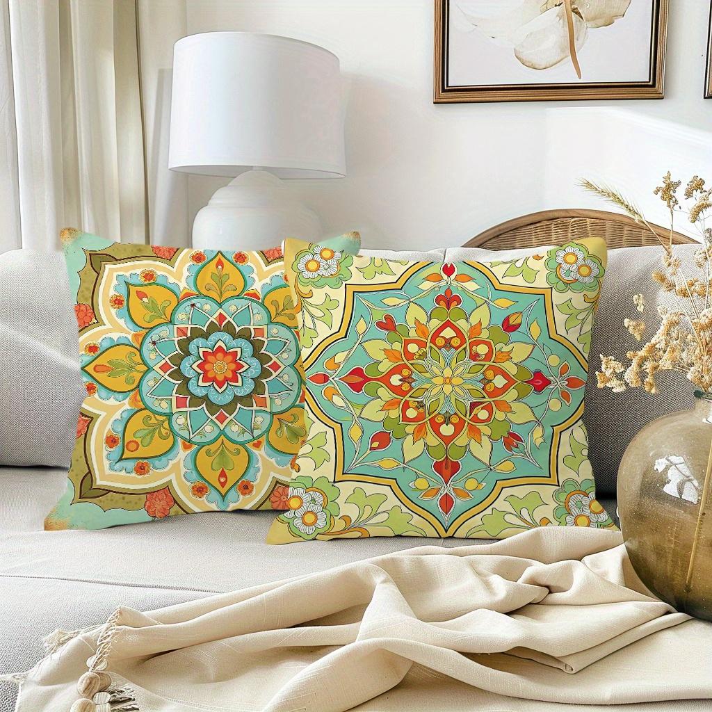 1/4pcs Bohemian Vintage Floral Mandala Throw Pillow Covers  Boho Decorative Cushion Cases for Home Sofa Bedroom Cushion Cover