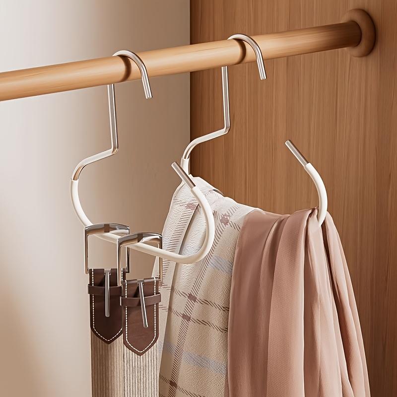 4pcs Metal Non-Slip Hangers with Silicone Grip - Versatile Round Hooks for Scarves, Ties, Hats, Bags & Clothes - Space-Saving Wardrobe Organizer