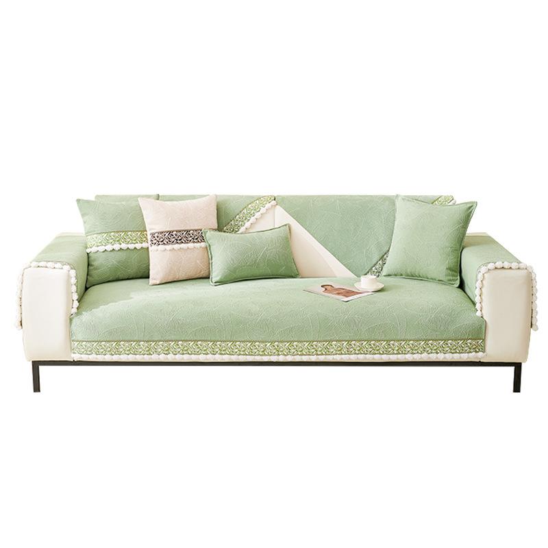 Chenier Sofa Cushion, All-season Universal Matcha Style Sofa Cover, New Light Luxury High-end Backrest Cover Cloth Towel