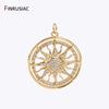 DIY Nacklace Making Supplies Inlaid Zircon Round Sun Charms Gold Plated Brass Sun Pendants For Jewelry Making Accessories