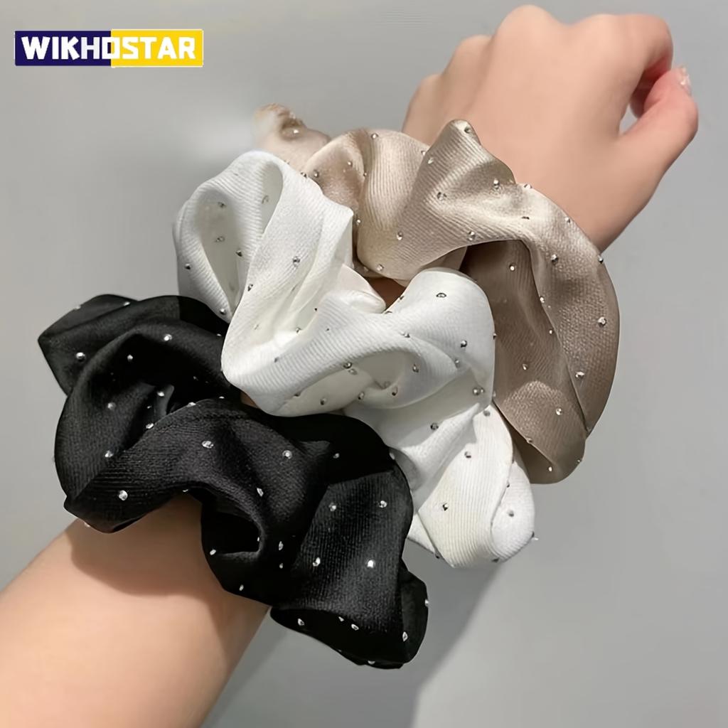1PC Satin Scrunchies With Rhinestones Decor - Soft And Comfortable Hair Ties For Ponytail And Hair Accessories