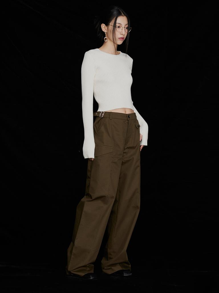 Disembeoten Cotton Wide Pocket Pants Olive