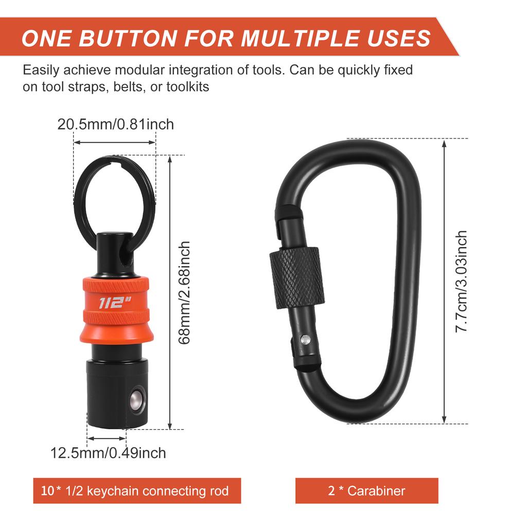 10 Pcs Socket Adapter Holder Keychain Portable 3/8 1/2 Square Screwdriver Head Quick Socket Holder Sleeve Conversion Rod Set