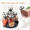 Sets Send Stickers Rotating Metal Seasoning Bottle Jar Rotating Base Kitchen Spice Bottle Jar Rack Combination Organizer