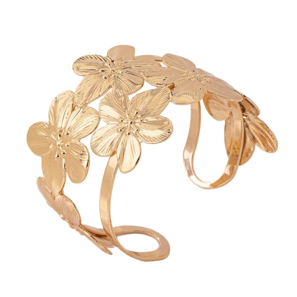 Elegant Double Layer Gold Flower Adjustable Bracelet