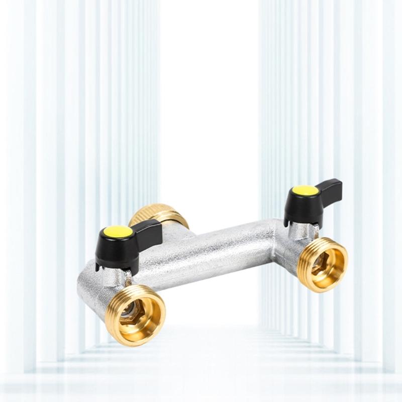 3/4 Inch Tap Splitter 2 Way Hose Connector Hose Tap Splitter Connection with 3 Individual Valves for Home Garden Kitchen