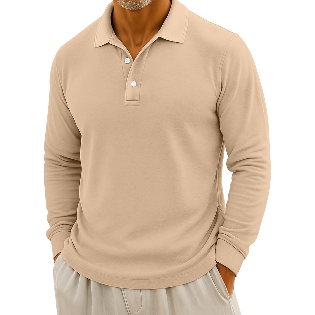 Men's Casual Solid Color Button Long Sleeve Top