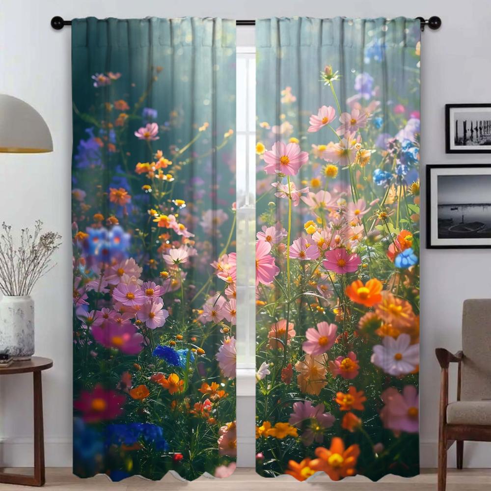 

Разделение Wildflower Современные Шторы для гостиной 2 шт. Украшение на Хэллоуин Домашний интерьер Шторы для камеры Оконные шторы W50xH70cmx2pcs-CL
