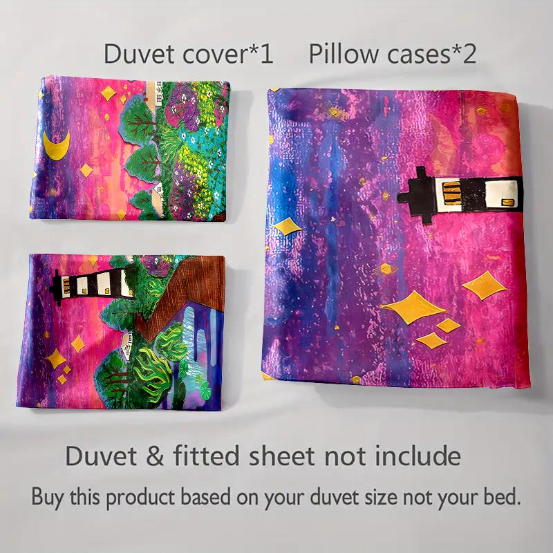 Lighthouse, Colorful Landscape. Bedding Duvet Cover Sets Duvet Covers Pillowcases Gifts (1 * Duvet Cover 2 * Pillowcases, Without Duvet Insert)