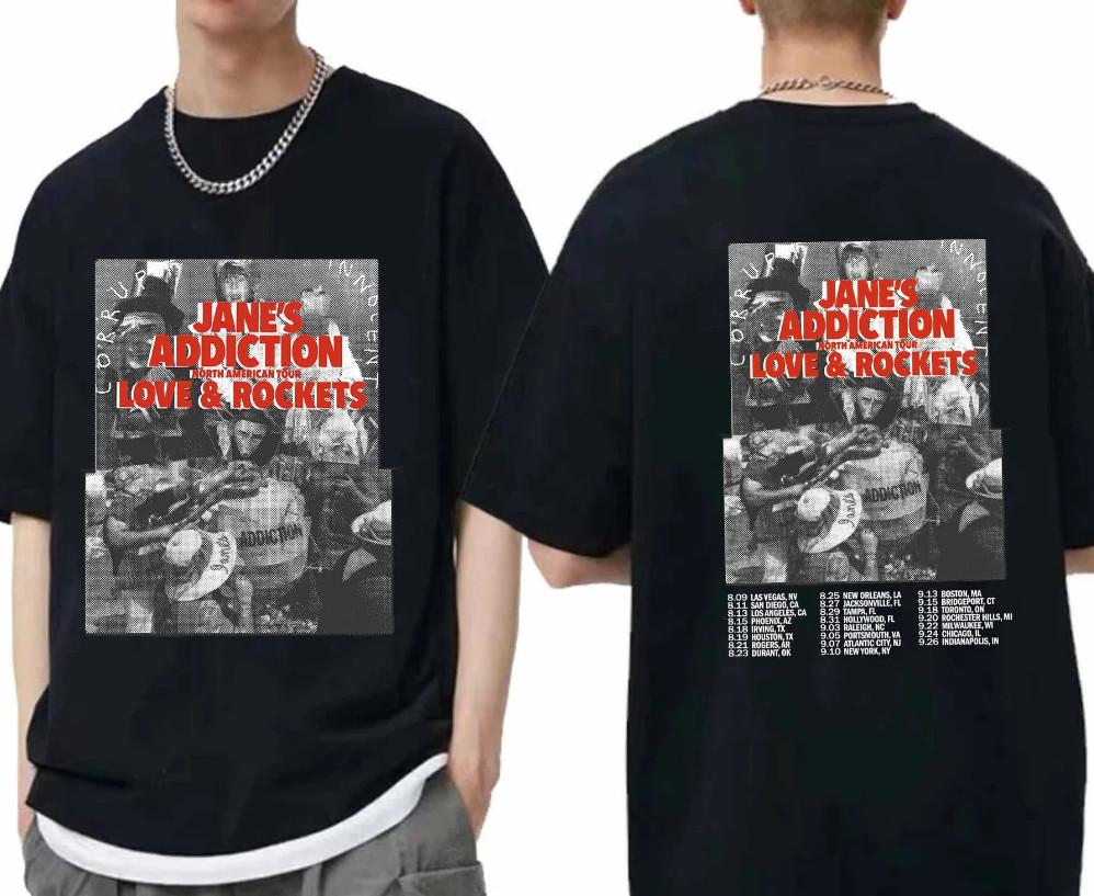 Футболка с туром Janes Addiction, Футболка для фаната группы Janes Addiction, Двусторонняя футболка унисекс S-5XL S