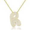 18K Gold 26-Letter Zircon Necklace with Copper Inlay