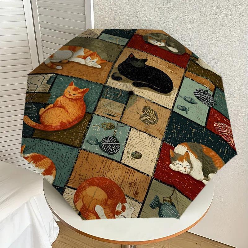 1PC cats quilt Umbrella-8-Rib Reinforced Portable Folding Travel Suitable for All Seasons Outdoor Daily Use -J0399