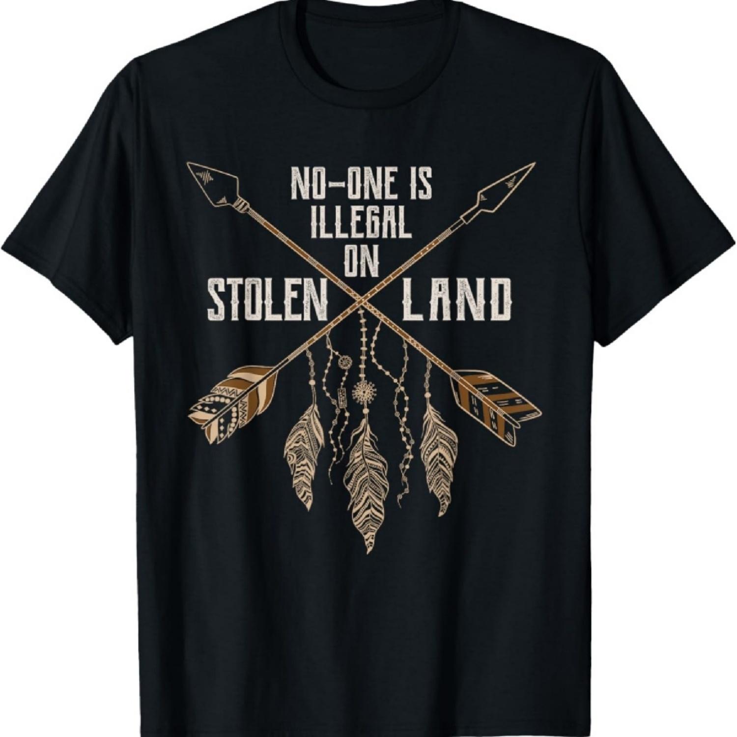 No One Is Illegal On Stolen Land Immigrant Protest T-Shirt S
