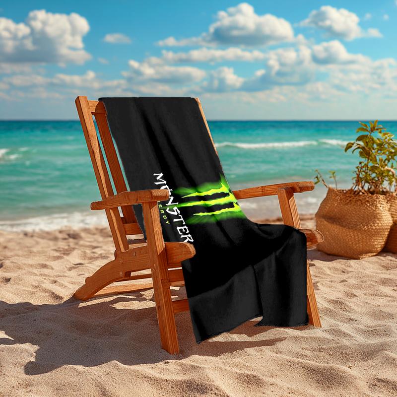 1Pc Monster Energy Drink Beach Towel, Quick Dry, Multi-Use for Beach Pool Gym Yoga Home Travel, Christmas, Halloween, Xmas Gift M928790