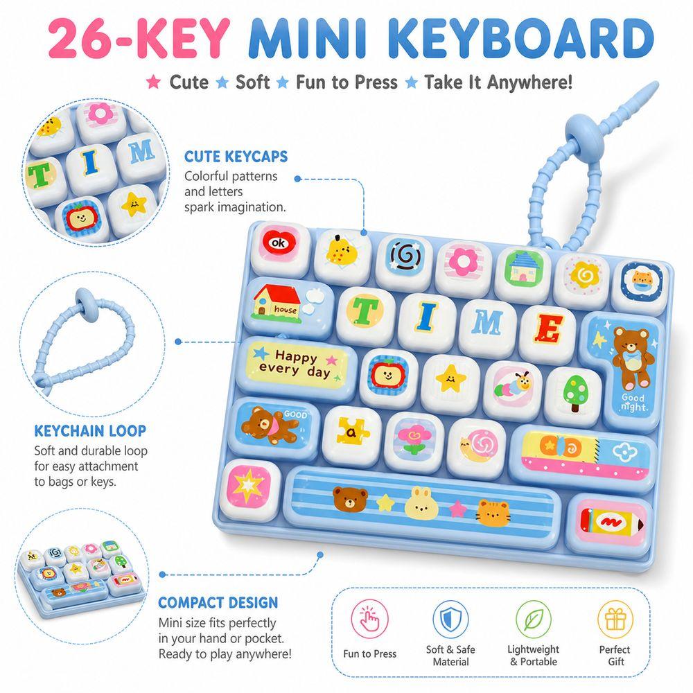 Clear Key Sounds Stress Relief Decompression Toy 26-key Keyboard Toy Bag Ornament