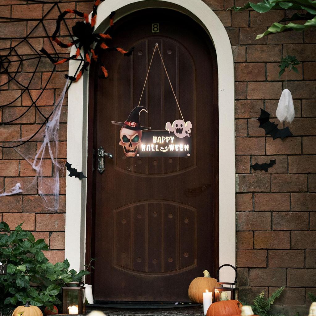 Front Door Spooky Welcome Sign Halloween Decoration, Hanging