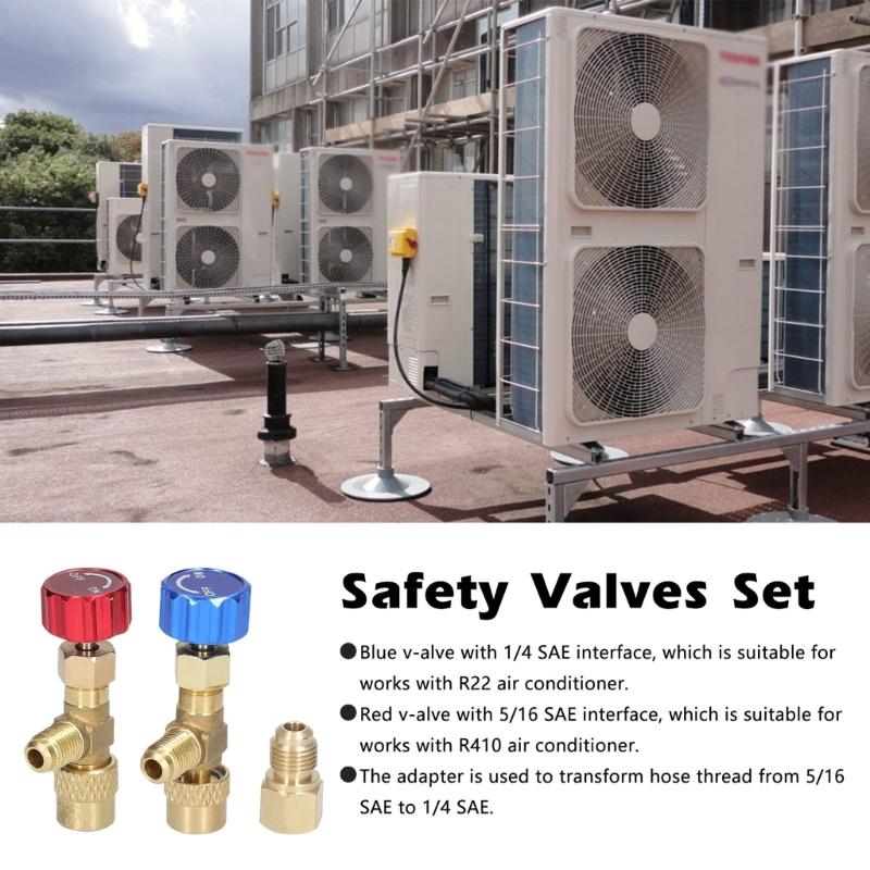 Connector Charging Valves Connector R22 R410 Air Conditioner Safety Valves Connection Adapter