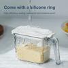 Seasoning Bottle with One-Hand Open Lid Measuring Spoon Silicone Ring Moisture-Proof Small Size Seasoning Shaker