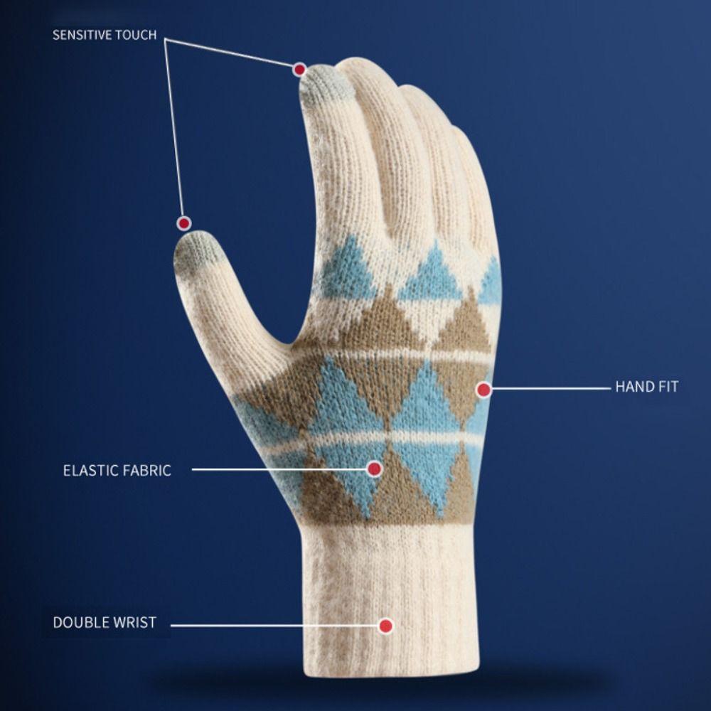 Thickened Knitted Gloves Touchscreen Five Finger Gloves Finger Separated Warm Gloves Autumn Winter