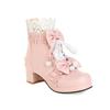 Autumn and Winter New Lolita Short Boots Women and Girls Cute Flower Bow Lace Mesh Martin Boots