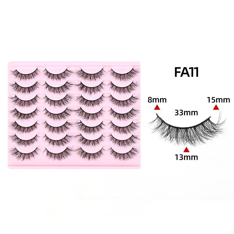 Cross-border European and American Style Flared Lashes, 14 Pairs of Thick, Curled, Naturally Three-dimensional One-piece Lashes