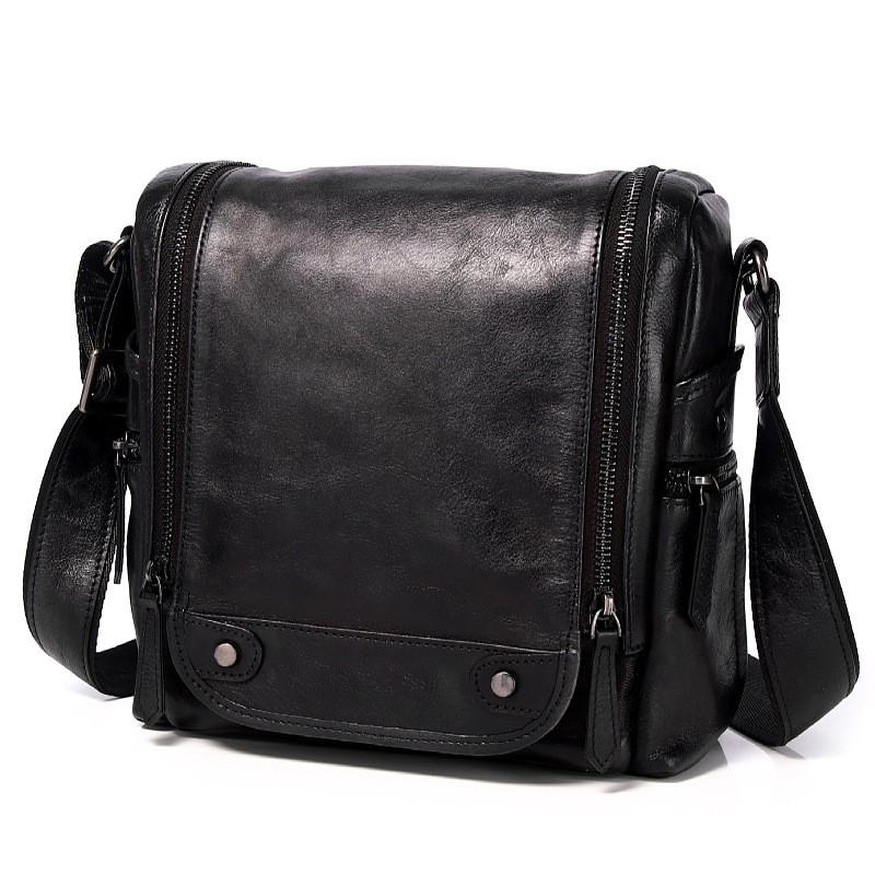 

Летняя Ретро Баотоу Многослойная Кожаная Мужская Сумка Натуральная Crossbody На Плечо Модная 27x27x15 чёрный