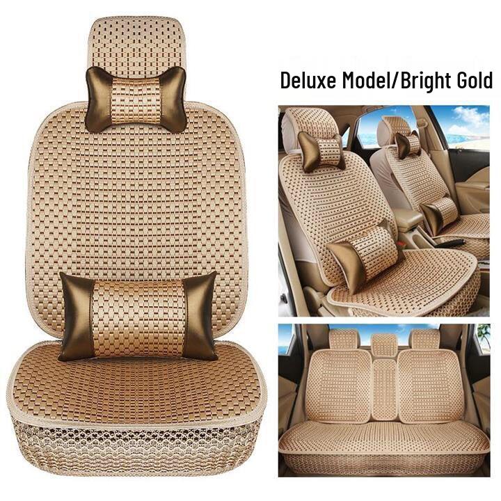 Universal Ice Silk Car Seat Cushion - All-Season Luxury Woven Cover, Breathable, Cooling, Full Surround Design