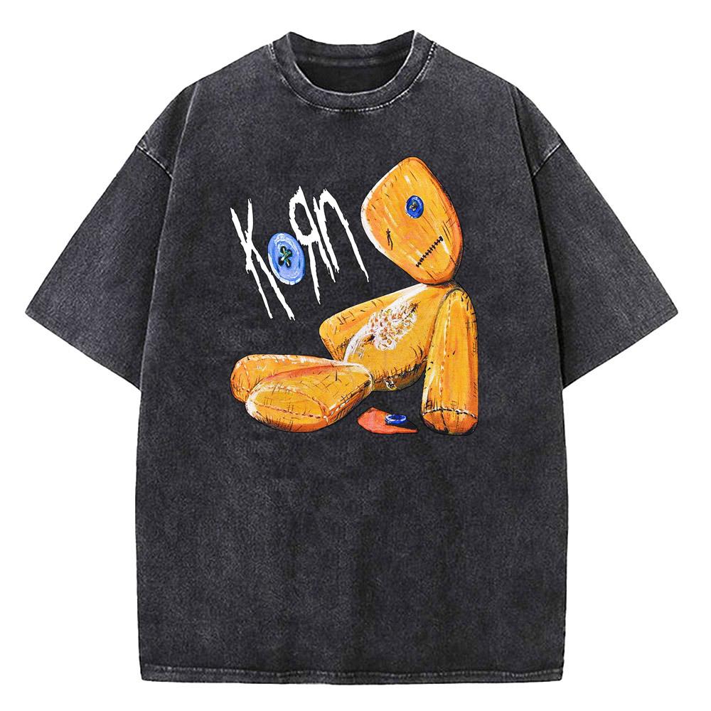 Korn Follow The Leader 20. Jubiläum Gewaschenes T-Shirt Metal Gothic Rock Band T-Shirts Herren Vintage T-Shirt Streetwear