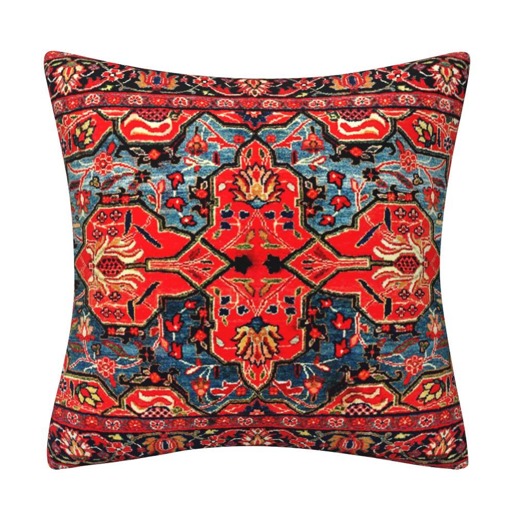 Kissenbezug inspiriert von türkischen Teppichen: Traditionelles Medaillonmuster in sattem Rot & Marineblau Böhmische Wohnkultur Kissenbezug