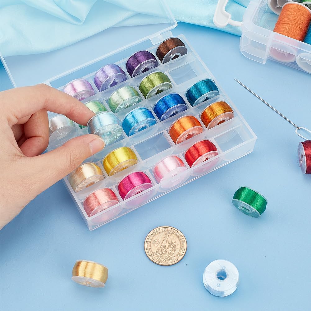 PH PandaHall 1640~1912 Yards Polyester Beading Thread 0.1mm Colorful Craft String 10 Colors High Gloss Single-Strand Thread Polyester Cord String for
