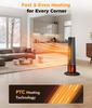 Portable 25' Tower Heater with 3D Flame, Remote, Adjustable Thermostat, 2 Heat Modes, Safety Features, 12H Timer, Quiet Operatio