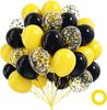 62pcs 12 Inch Spring Yellow Black Balloons with Confetti Balloons for Bee Theme Birthday Party Baby Shower Decorations Supplies