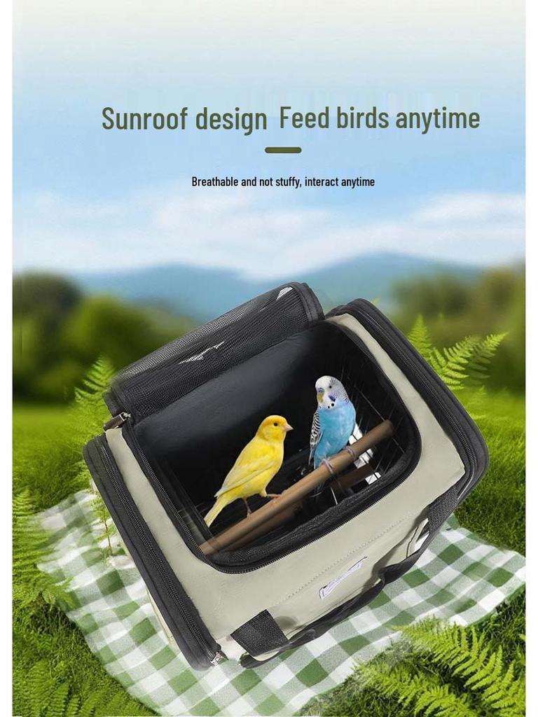 Portable Bird Backpack: Breathable, Water-Repellent, Scratch & Bite-Resistant with Metal Mesh for Parrots, Cockatiels, and Monks
