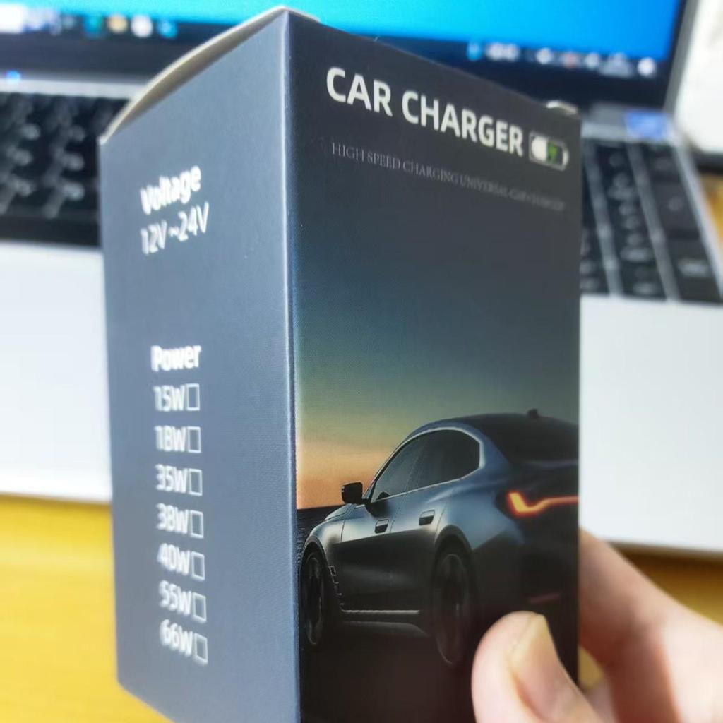 40W 4-Port Car Charger with Digital Display & Color Box - Fast Charging with Free Shipping
