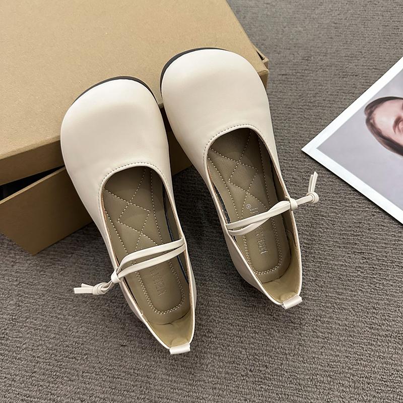 Elegant Retro Woman Shoes Casual Female Sneakers All-Match Round Toe Shallow Mouth Soft Flats Modis Grandma New Dress Square