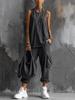 Women Solid Color Sleeveless Tank Top And Cargo Pants Two Piece Set Streetwear Casual Loose Fit Summer Outfit