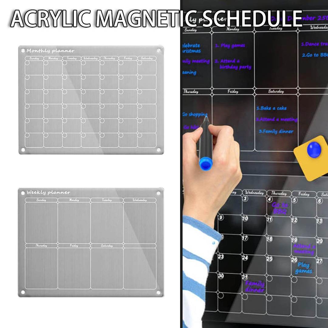 

Акриловый магнитный ежемесячный и еженедельный календарь Kell для холодильника с сухостираемыми маркерами