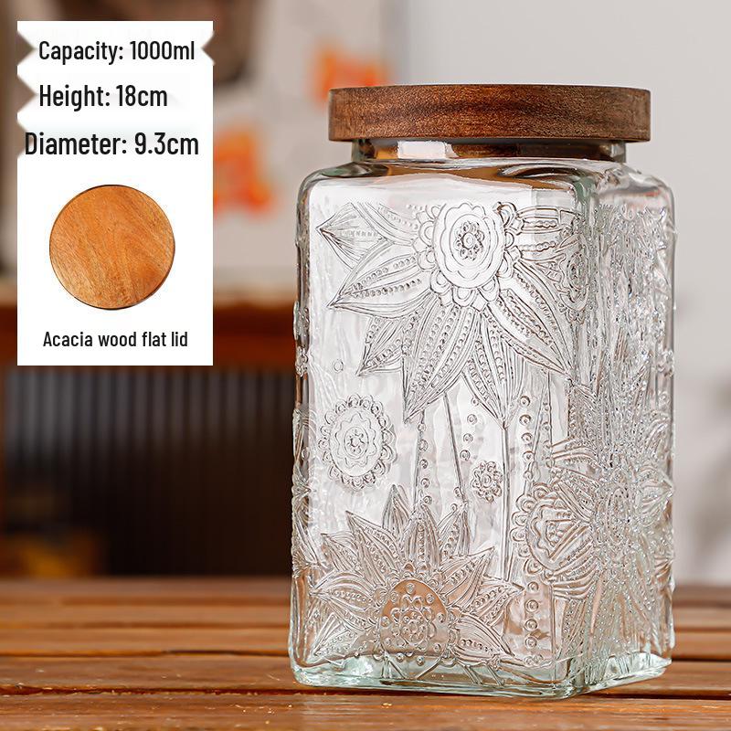Begonia Sealed Glass Storage Jar for Coffee, Tea, Sugar, and Grains
